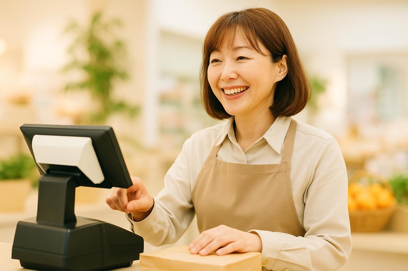企業内にある売店での接客
