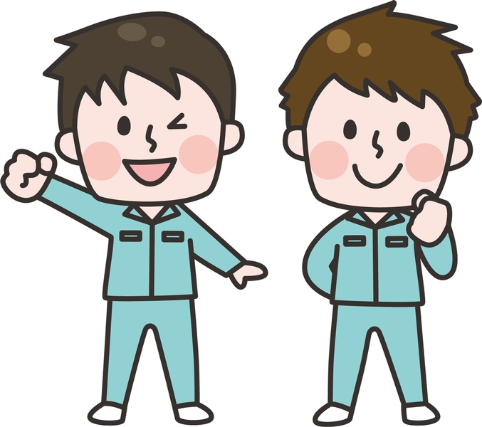 工場内での小型製品の拭き取り作業