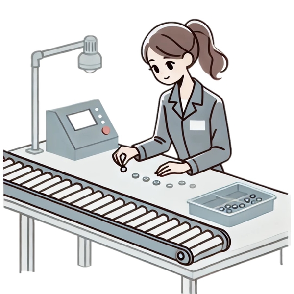 ピンセットを使った電子部品の組立・検査