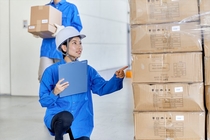 倉庫内での3温帯商品のピッキングと入庫作業スタッフ