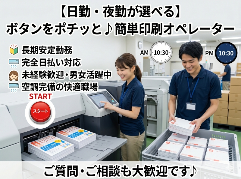 業務用コピー機でプリント補助業務、印字、封入、ラッピング業務
