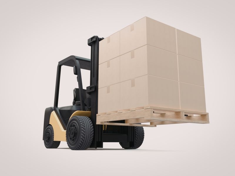 フォークリフトでの製品の積み上げ