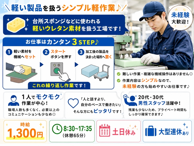 軽量製品のセット・ボタン押しをする軽作業