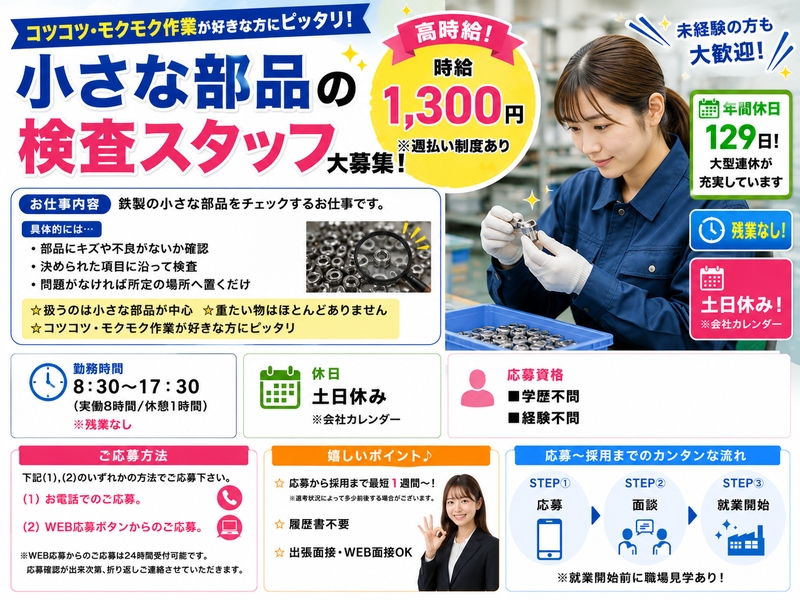 小さい鉄部品の検査チェック