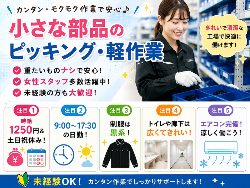 小さな部品のピッキング・軽作業