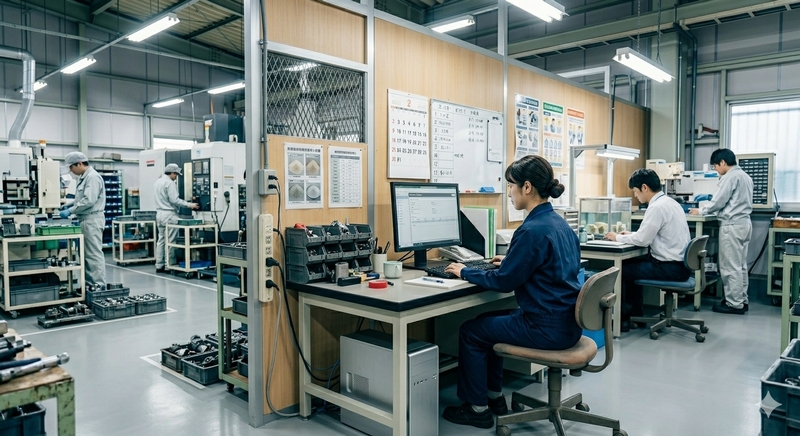 工場内事務と製品検査作業