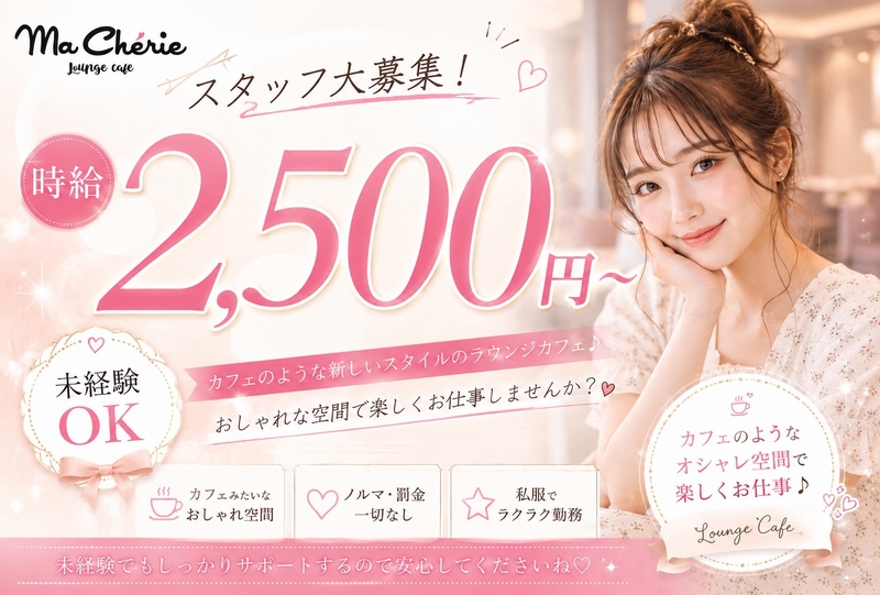 ラウンジカフェでのフロア接客スタッフ