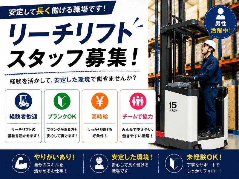 リーチリフトでの運搬・仕分け作業