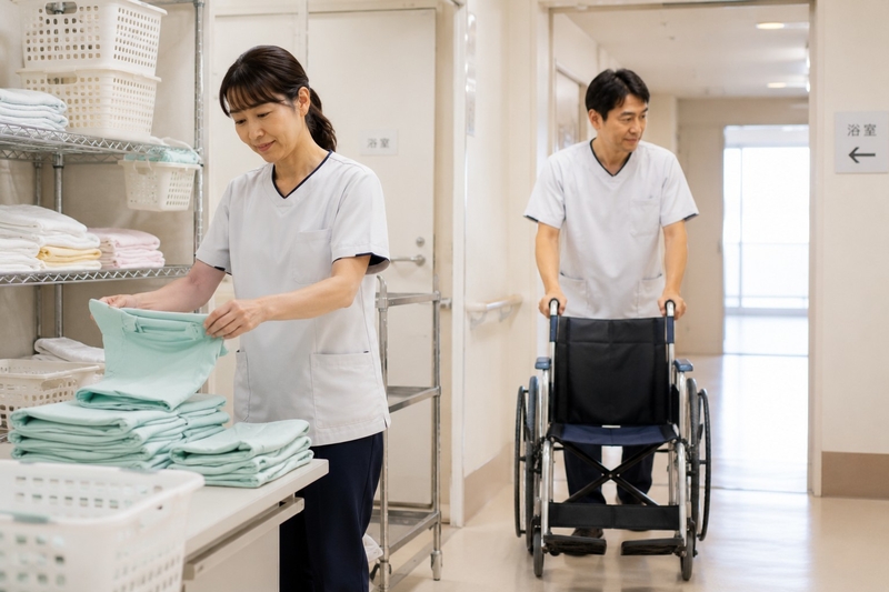 病院での入浴アシスタント / 患者さまの搬送やドライヤーがけ